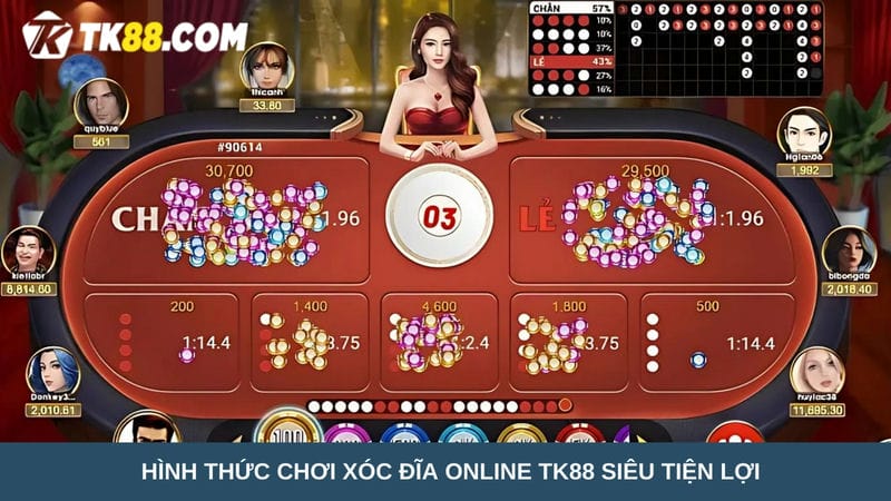 Hình thức chơi xóc đĩa online TK88