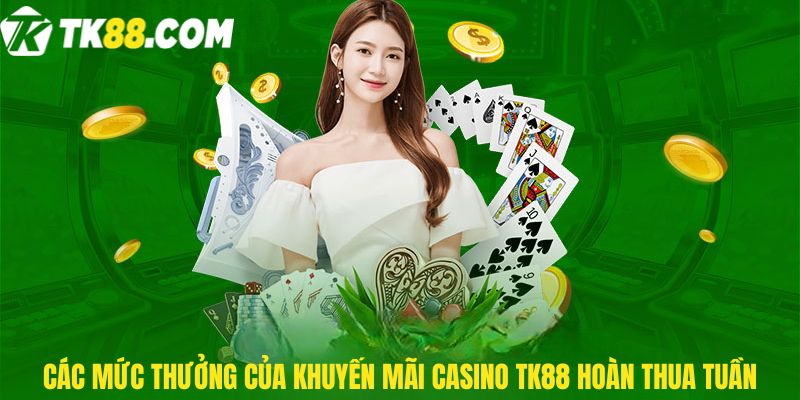 Các mức thưởng của Khuyến mãi Casino TK88 hoàn thua tuần